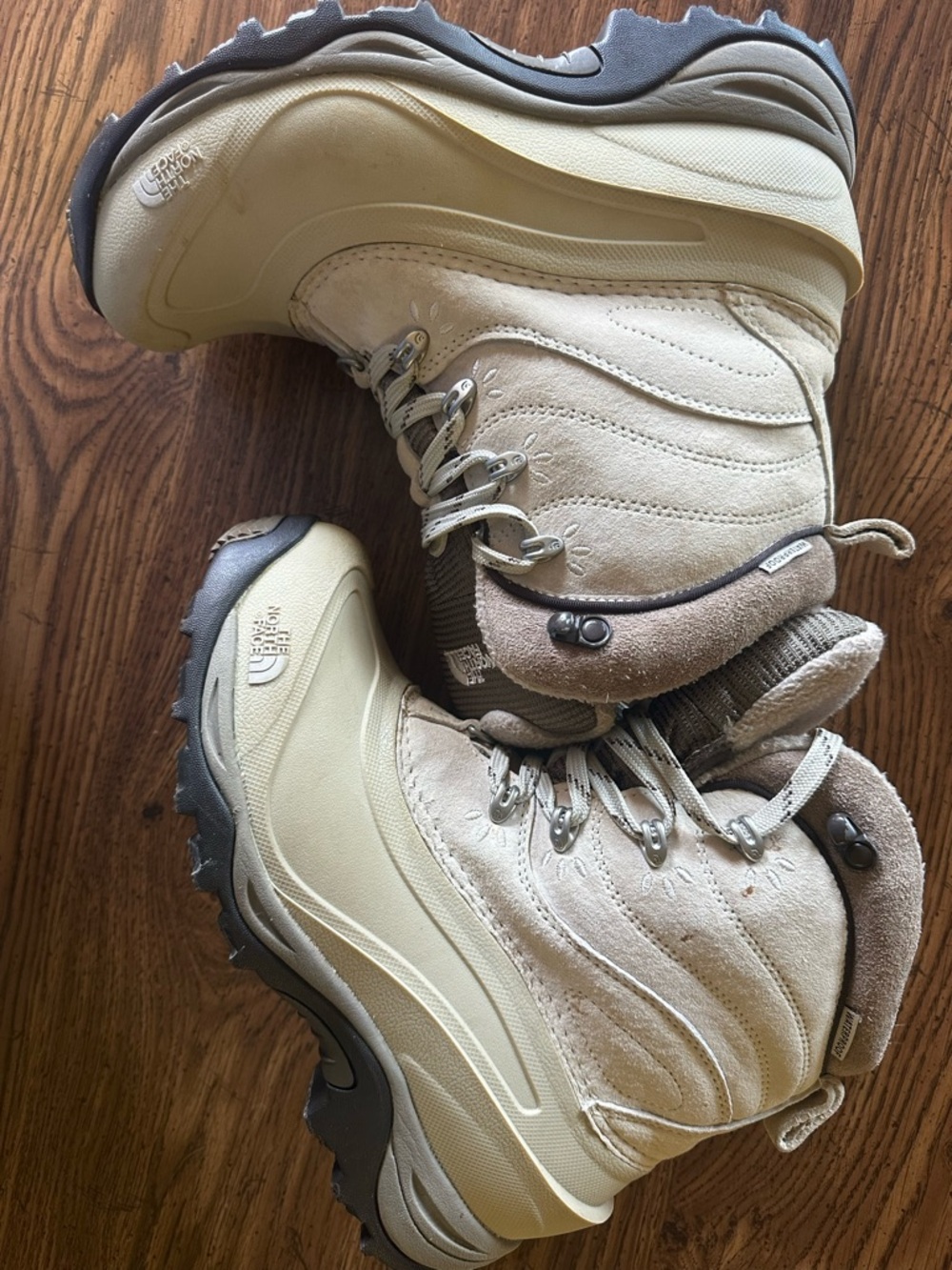 The North Face Beige and Dark Brown Women's Boot Interior Detail